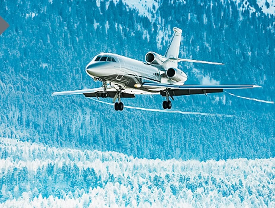 Aircraft flying on the mountains