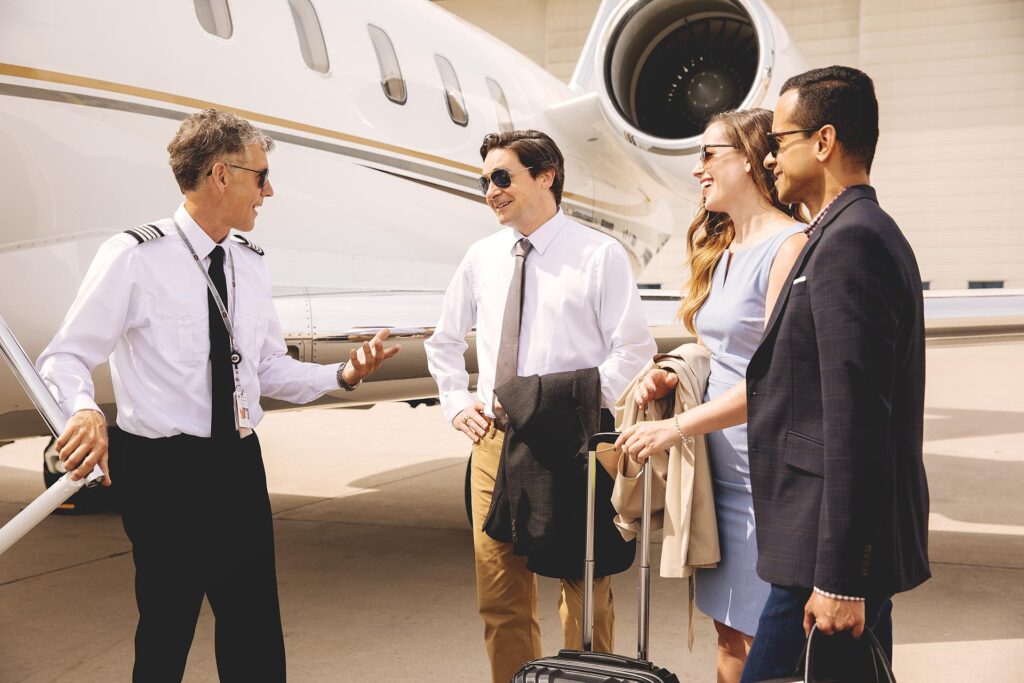 People boarding the private Jet