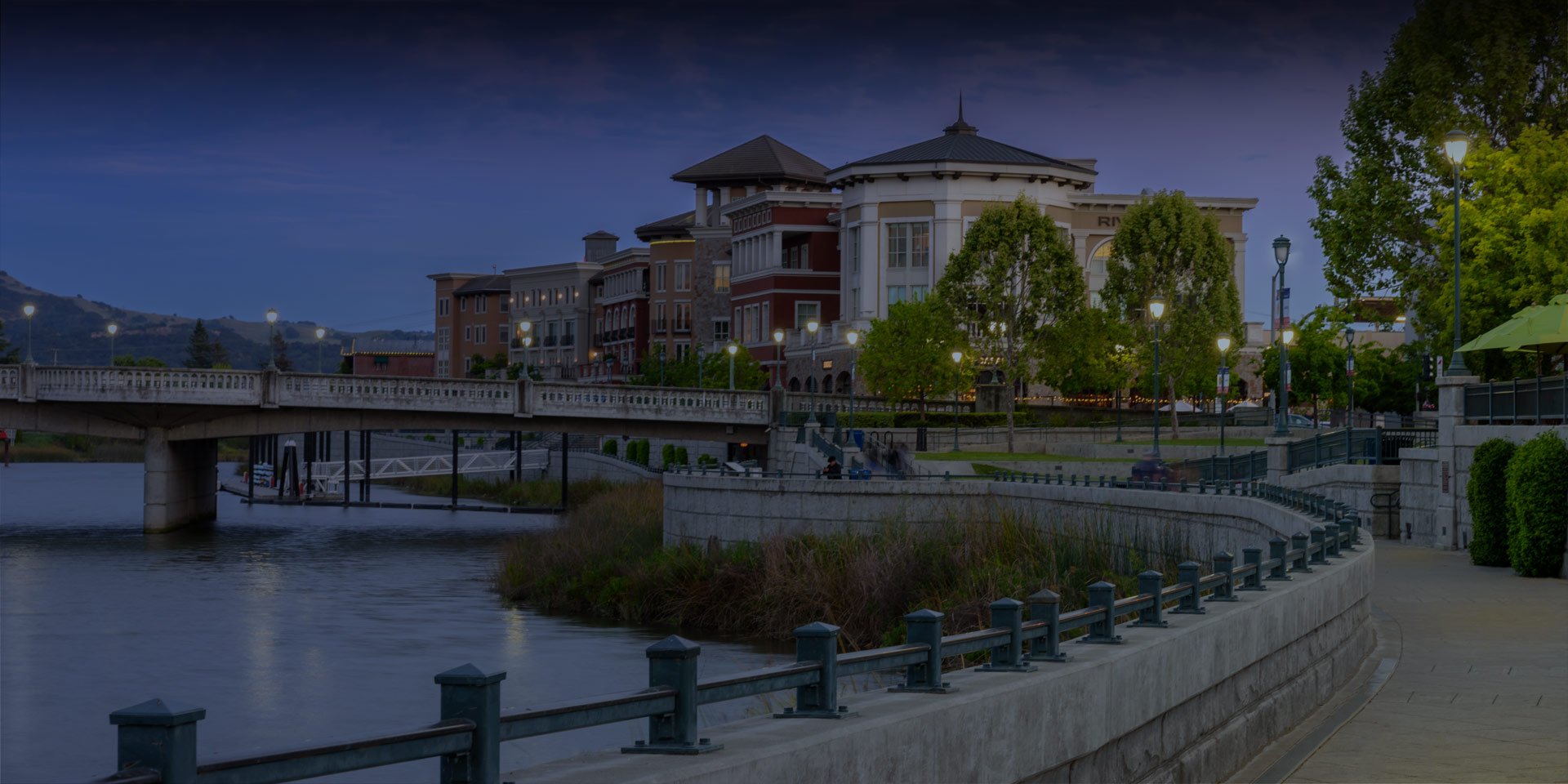 Downtown Napa California buildings and water