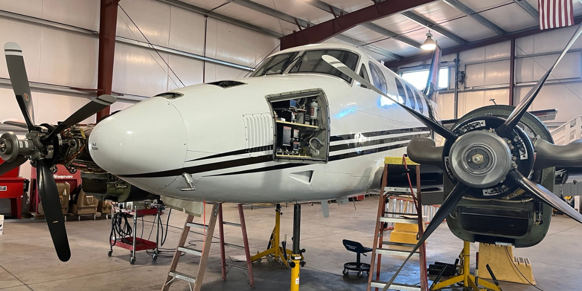 King Air undergoing maintenance at Skyservice