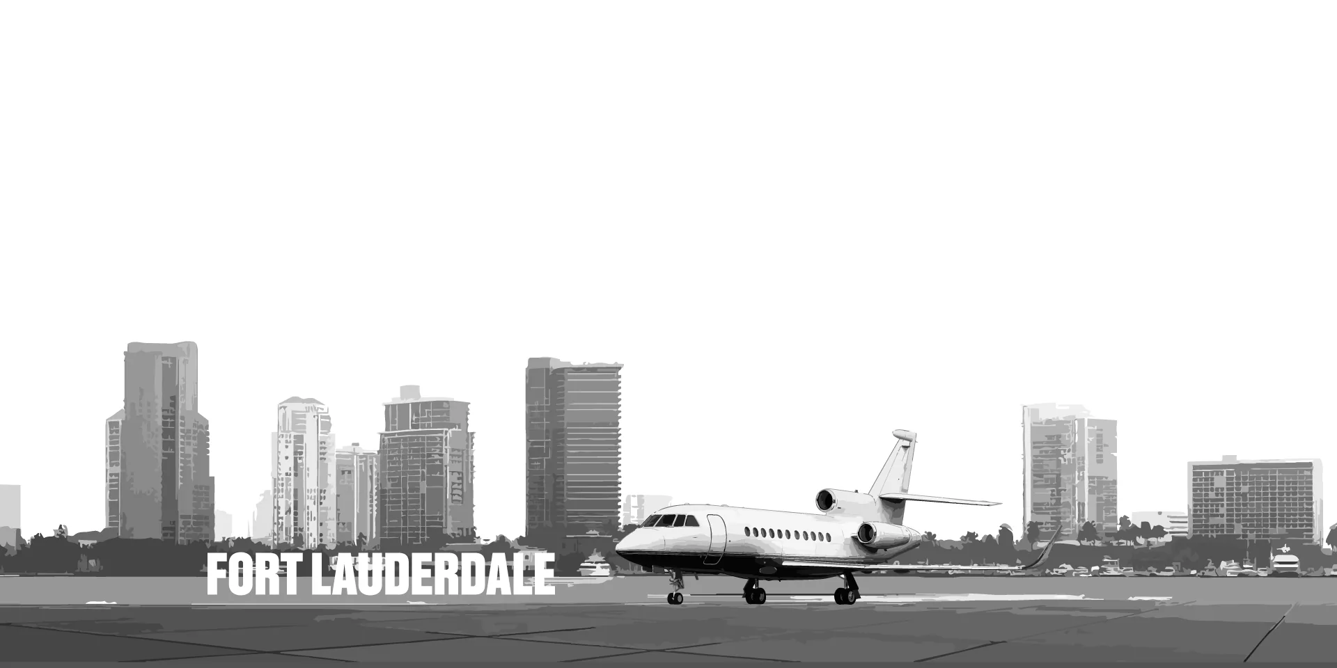 Aircraft with Fort Lauderdale skyline